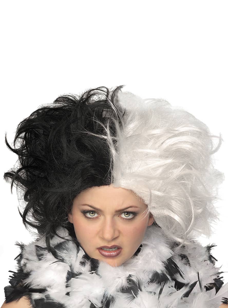 Black and White Cruella De Vil Women's Costume Wig