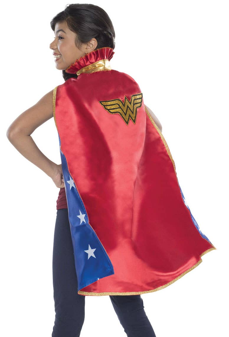 Wonder Woman deluxe Kids red Satin fancy dress costume cape