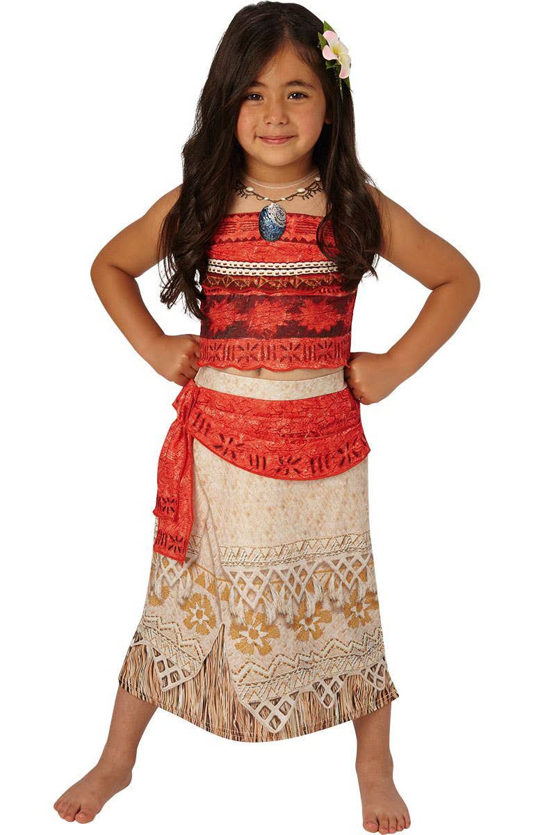 Girls Moana Movie Character Fancy Dress Costume Front View