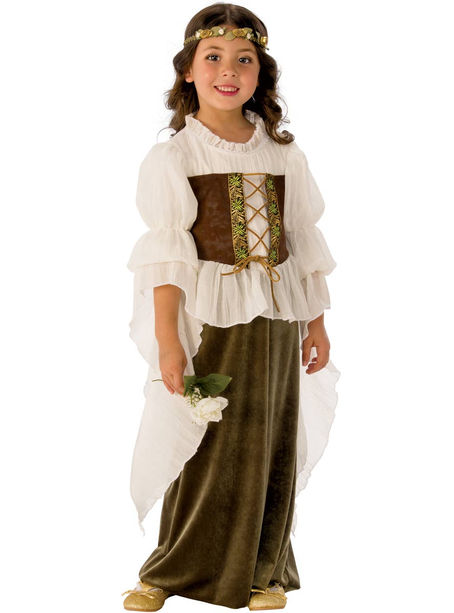 Girl's Medieval Woodland Dress Up Costume - Main Image