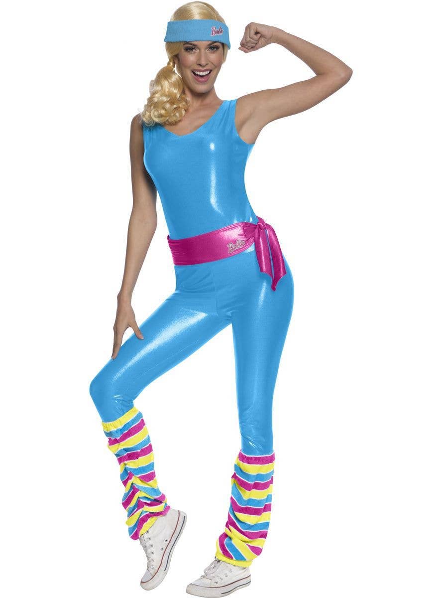 Workout Barbie Costume Womens 80s Exercise Barbie Doll Costume