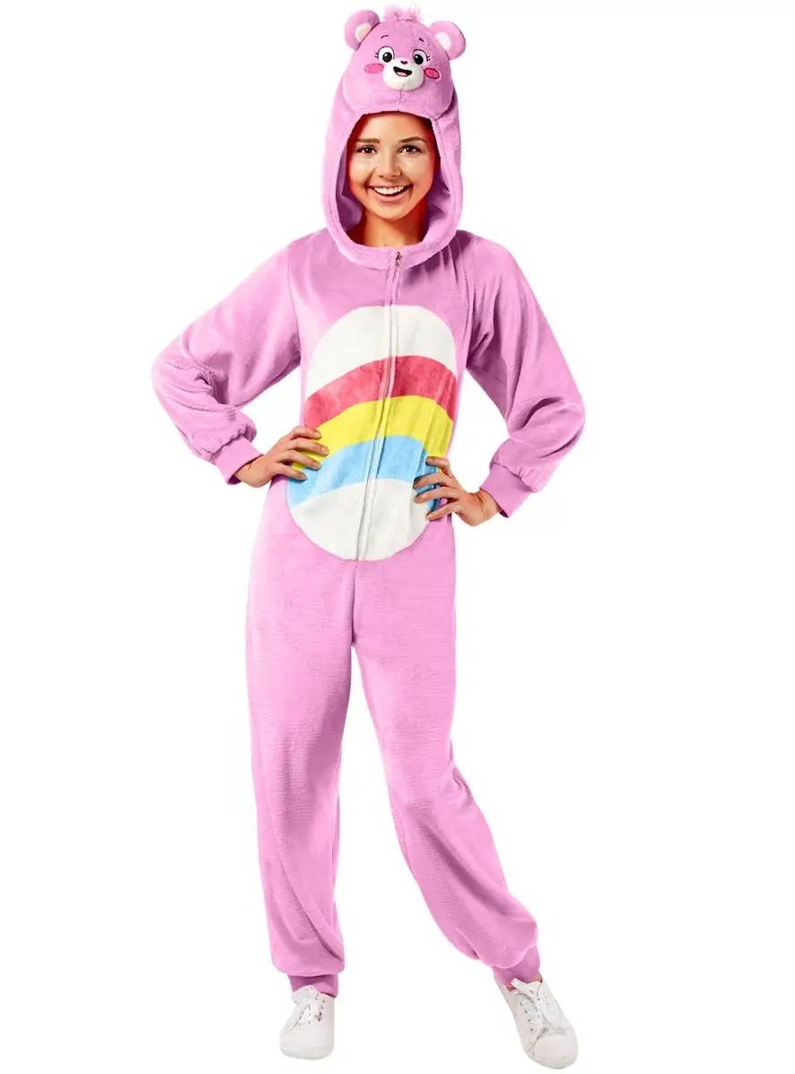 Adults Plus Size Pink Cheer Bear Carebear Onesie Costume