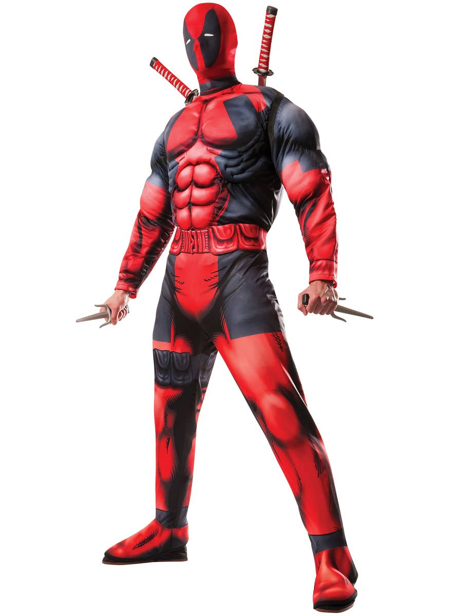 Deluxe Muscle Chest Men's Deadpool Superhero Costume Main Image