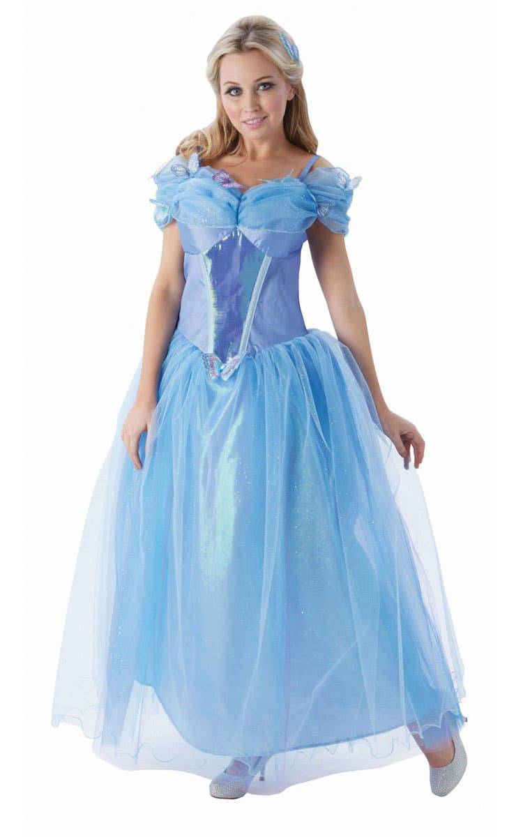 Womens Long Blue Cinderella Disney Costume for Adults - Main Image