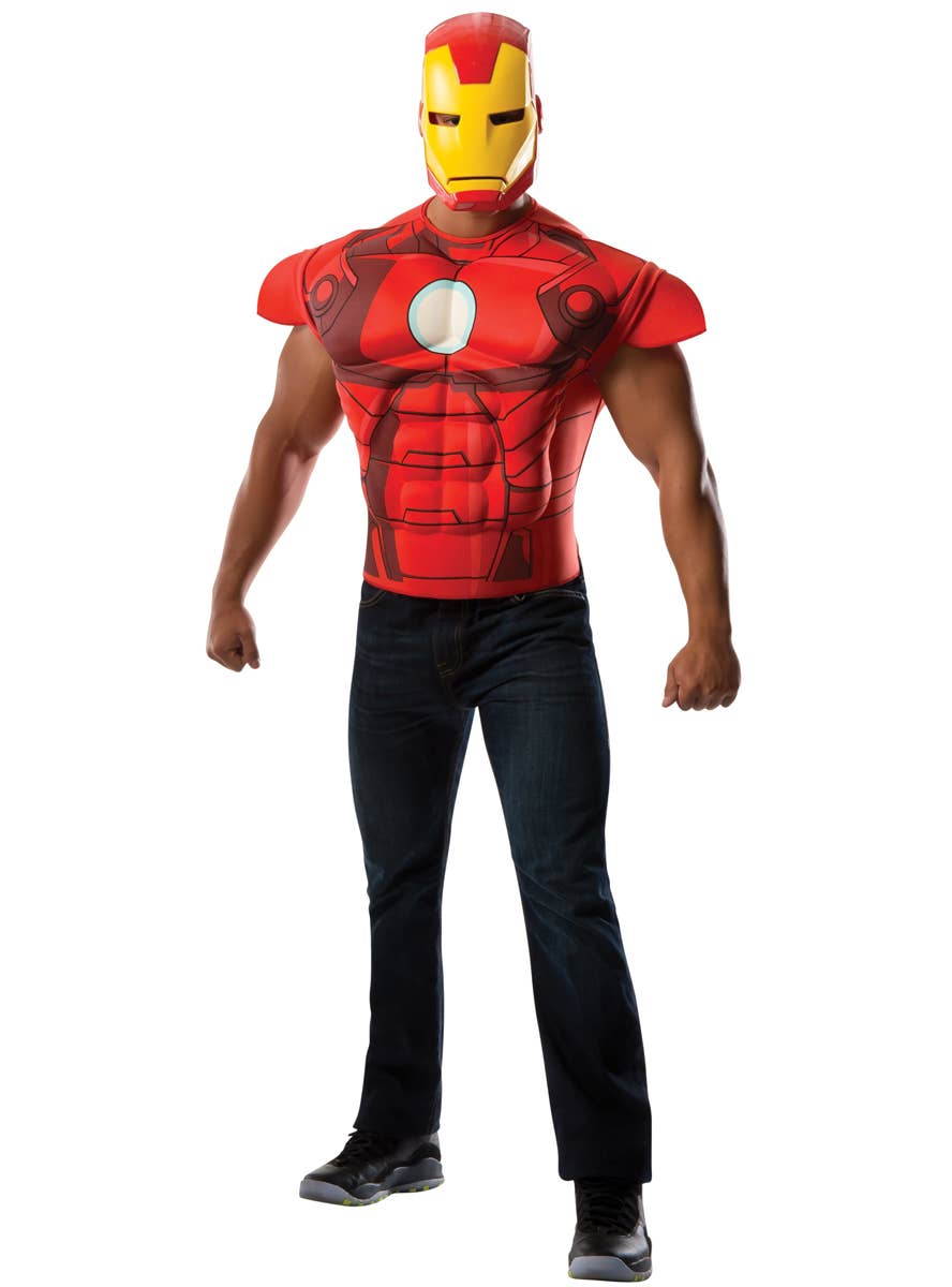 Iron Man Muscle Shirt and Mask Costume Set Main Image
