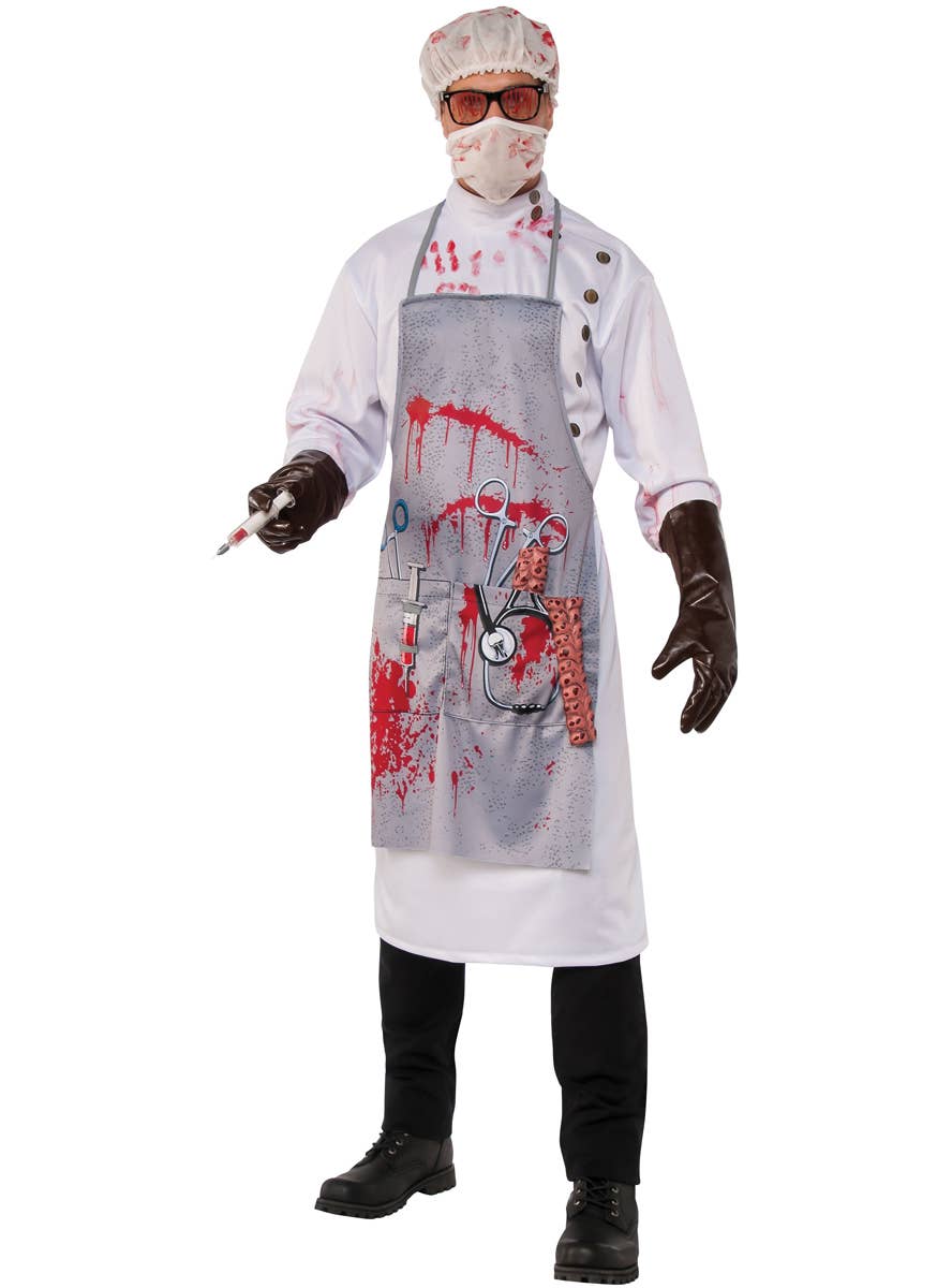 Blood Splattered Surgeon Costume Mens Mad Doctor Halloween Costume