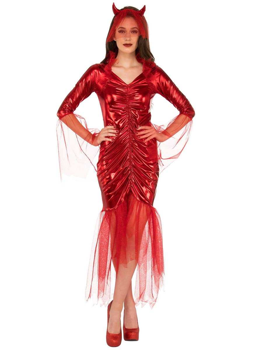 Women's Red Devil Bride Halloween Dress Up Costume Main Image