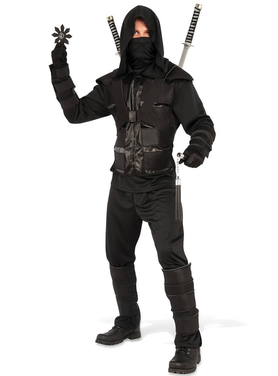 Dark Black Ninja Costume for Men - Main Image