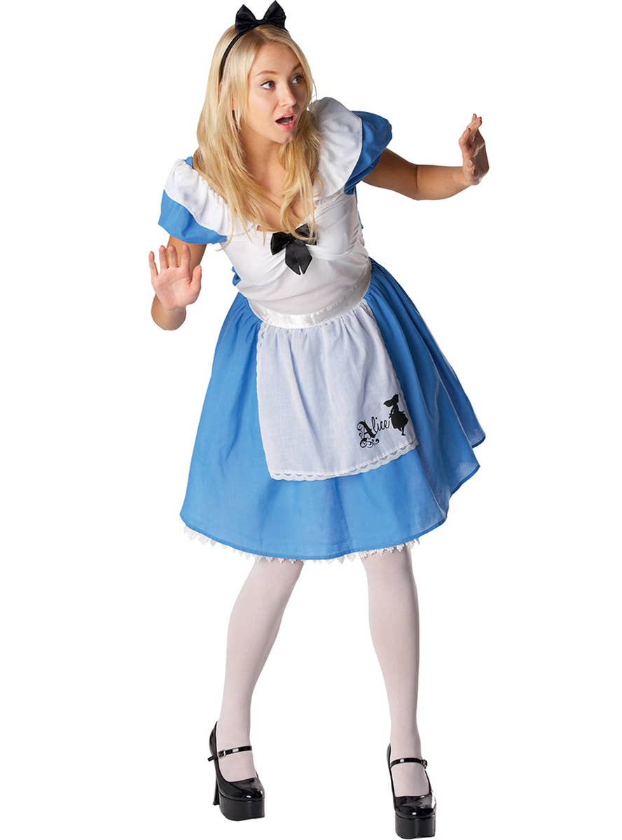 Womens Classic Alice in Wonderland Fancy Dress Costume - Main Image