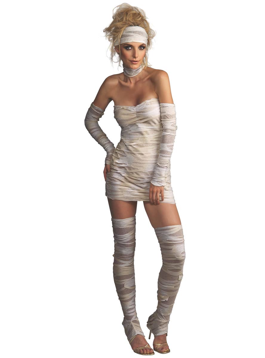 Women's Sexy White Mummy Halloween Costume Main Image
