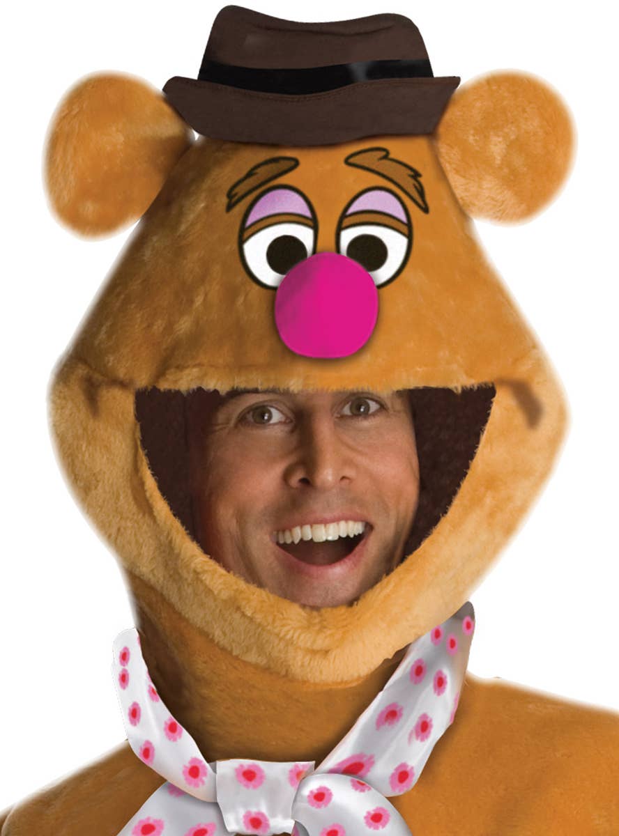 Men's Plus Fozzie Bear Muppets Fancy Dress Costume Close Image 2