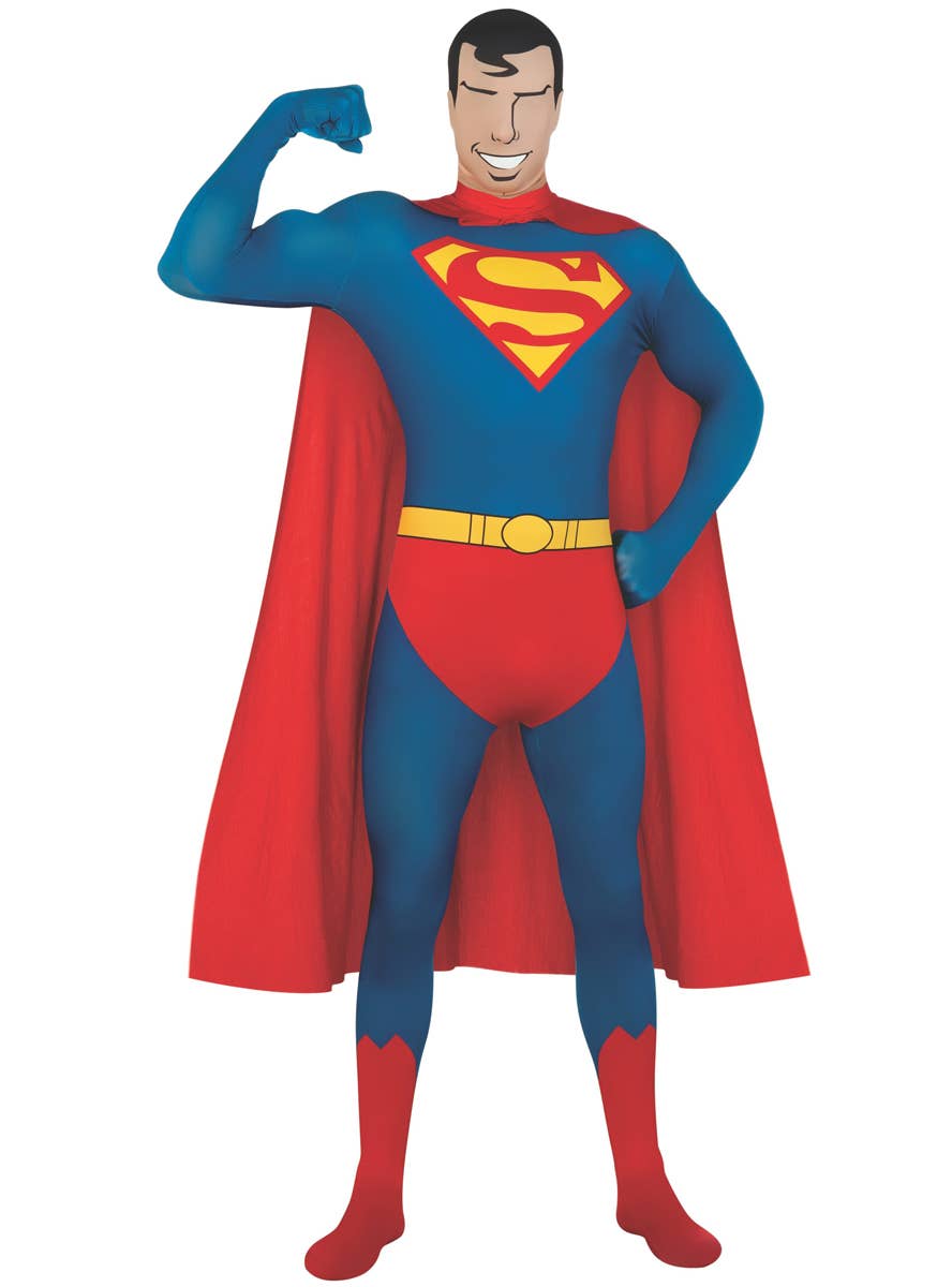 Men's Stretch Lycra Superman Second Skin Costume Jumpsuit - Main Image