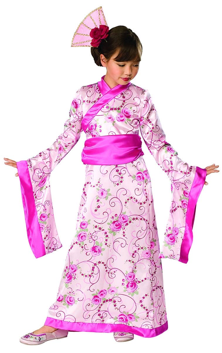 Pink Japanese Geisha Costume Girls Book Week Fancy Dress Costume