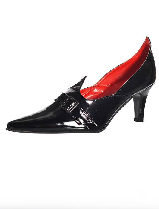 Pointed Toe Black Witch Halloween Shoes, Black Witch Shoes