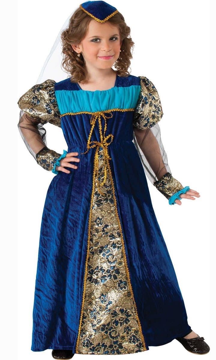 Blue Camelot Princess Girls Renaissance Fancy Dress Costume