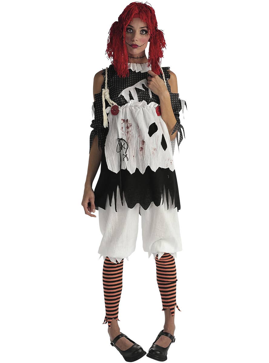Womens Halloween Rag Doll Fancy Dress Costume - Main Image