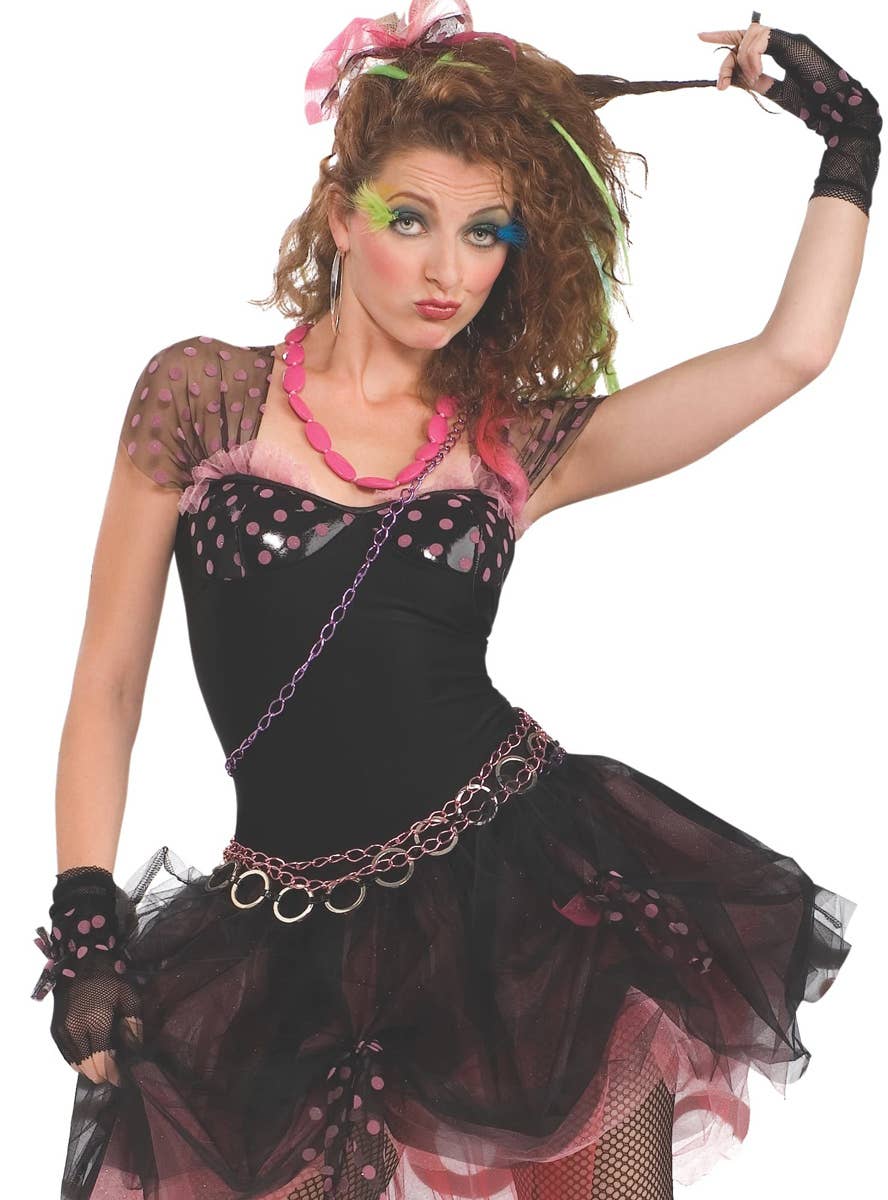 Womens Black 1980s Costume | Womens Madonna Fancy Dress Costume Womens Black 1980s Costume | Womens Madonna Fancy Dress Costume
