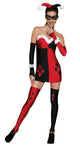Women's Sexy Red and Black Harley Quinn Costume Front View