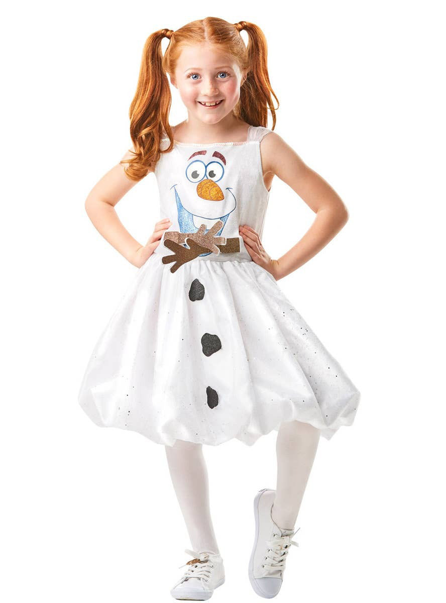 Girls Deluxe Frozen 2 Olaf Fancy Dress Costume Front Image