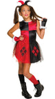 Girls Classic Harley Quinn Superhero Fancy Dress Costume
