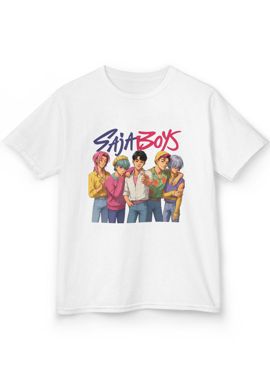 Kids White T-Shirt with Saja Boys Group KPop Print