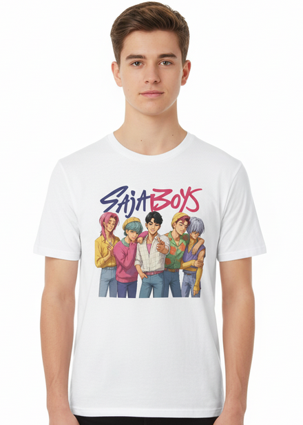 Teens White T-Shirt with Saja Boys Group KPop Print Main Image