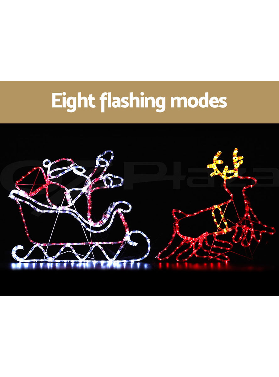 Santa and Reindeer with Sleigh Christmas Rope Light Decoration - Information Image 2