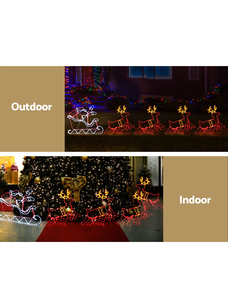Santa and Reindeer with Sleigh Christmas Rope Light Decoration - Information Image 4