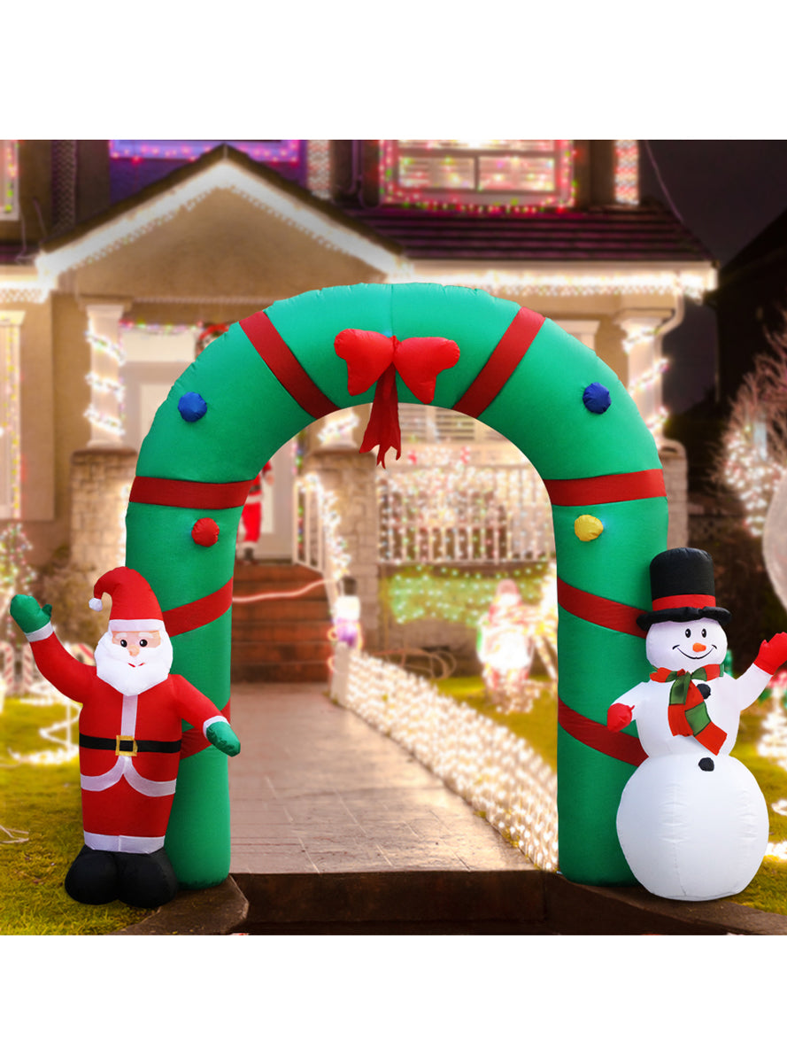 Santa and Snowman Inflatable Archway Christmas Decoration - Alternate Image
