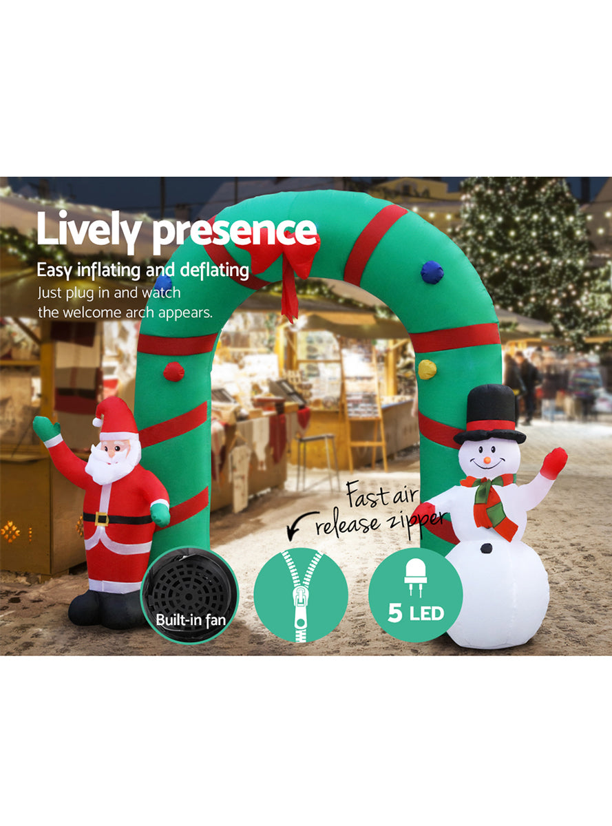 Santa and Snowman Inflatable Archway Christmas Decoration - Info Image 2