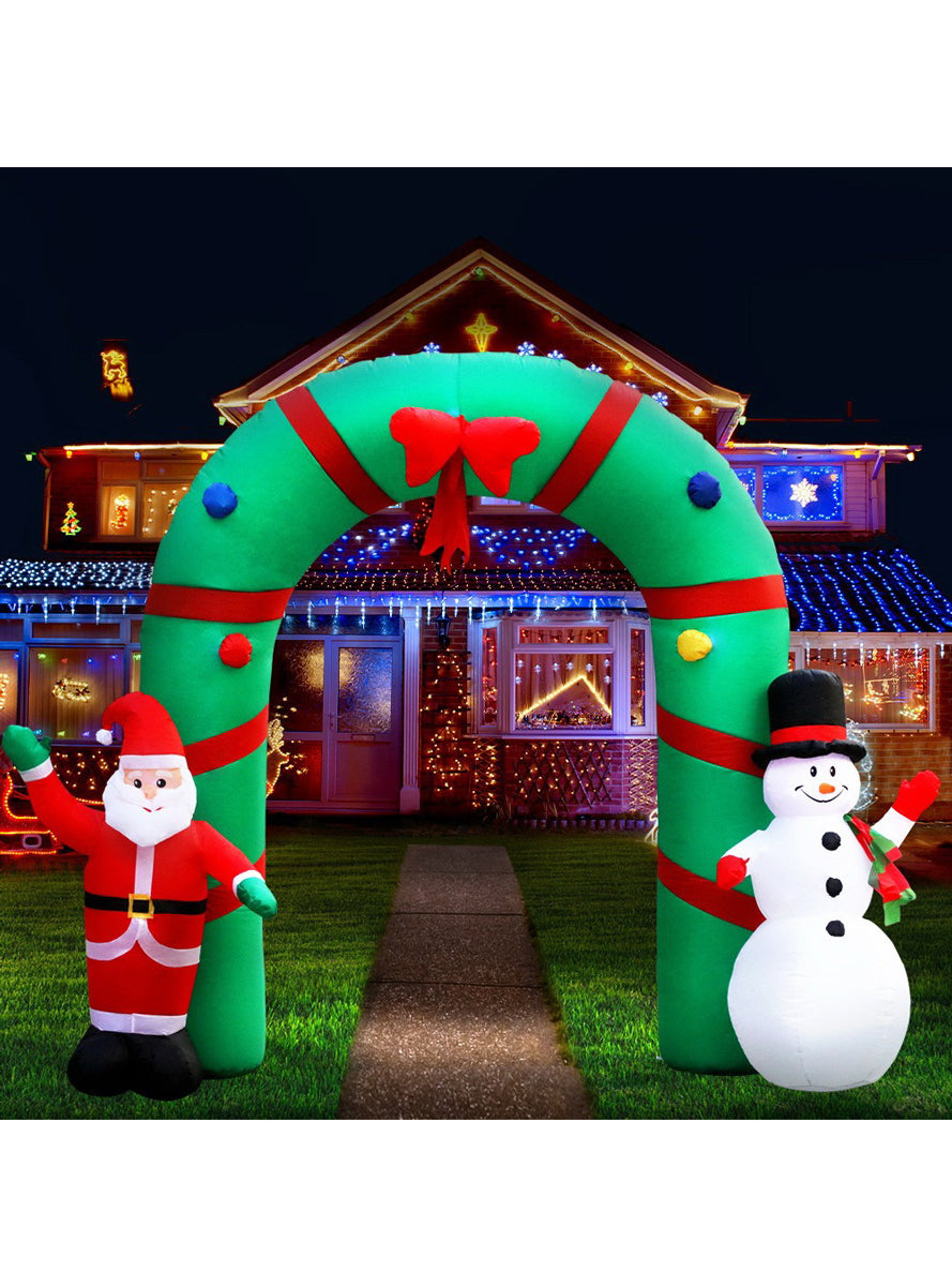 Santa and Snowman Inflatable Archway Christmas Decoration - Main Image