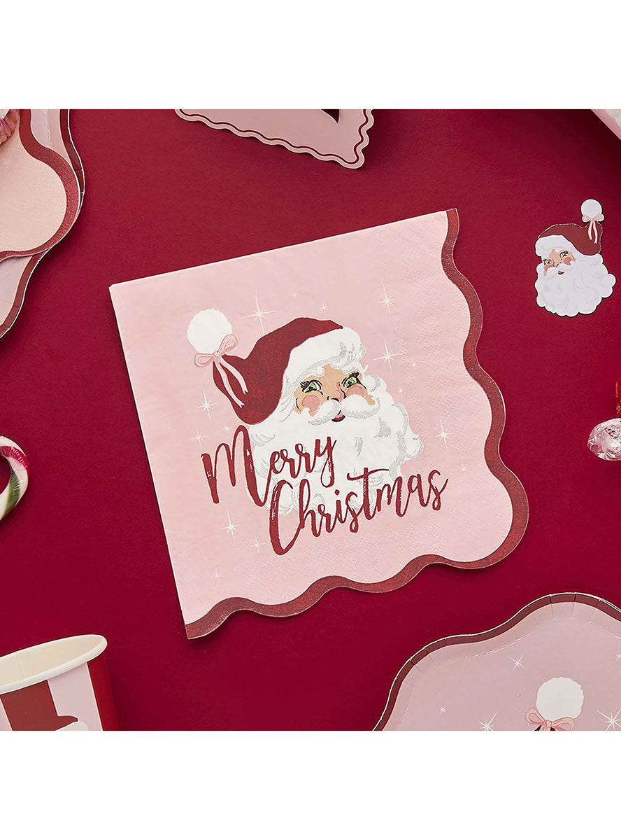 Santa Baby Pink And Red Christmas Lunch Napkins 16 Pack – Lifestyle Image 1