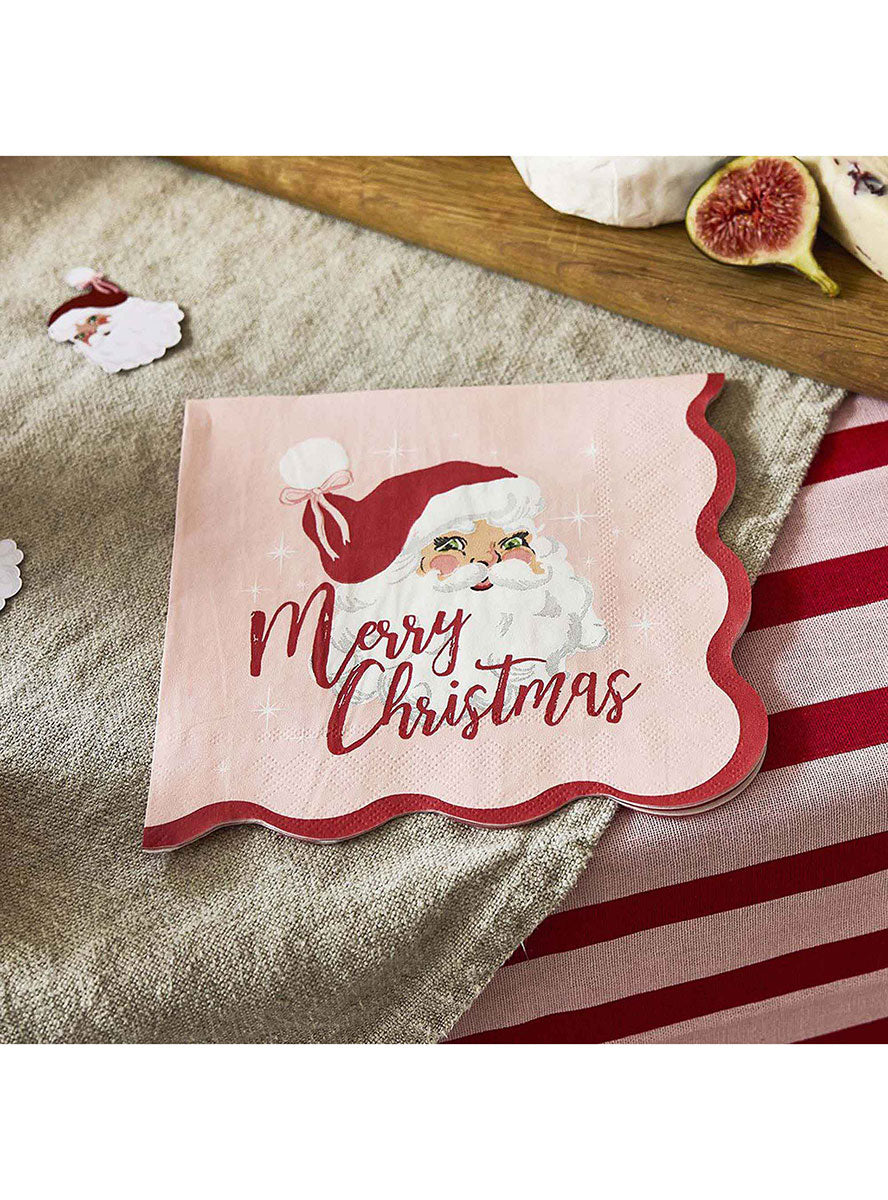 Santa Baby Pink And Red Christmas Lunch Napkins 16 Pack – Lifestyle Image 2