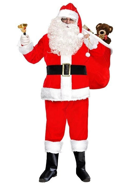 Santa Claus Deluxe Mens 11 Piece Christmas Costume - Main Image