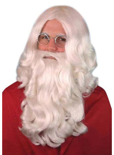 Mens White Christmas Santa Claus Wig And Beard Set