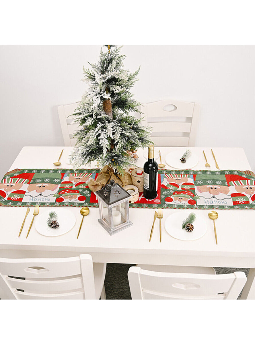 Santa Claus Print Thick Knitted Table Runner Christmas Decoration - Alternate Image