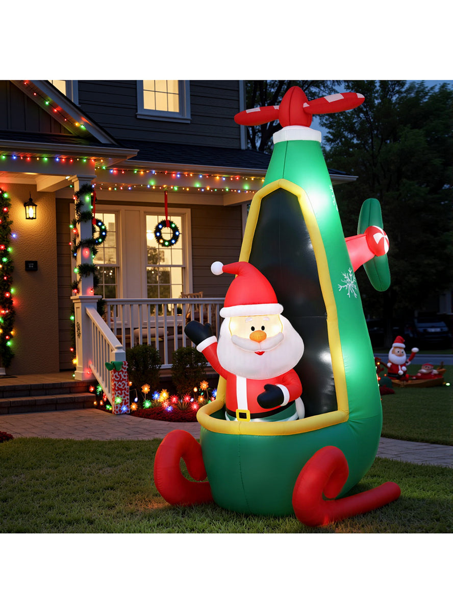 Santa in Helicopter 255cm Inflatable Christmas Decoration - Alternate Image
