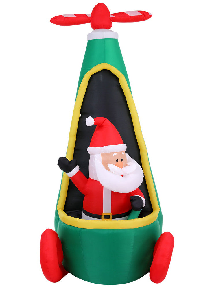 Santa in Helicopter 255cm Inflatable Christmas Decoration - Front Image