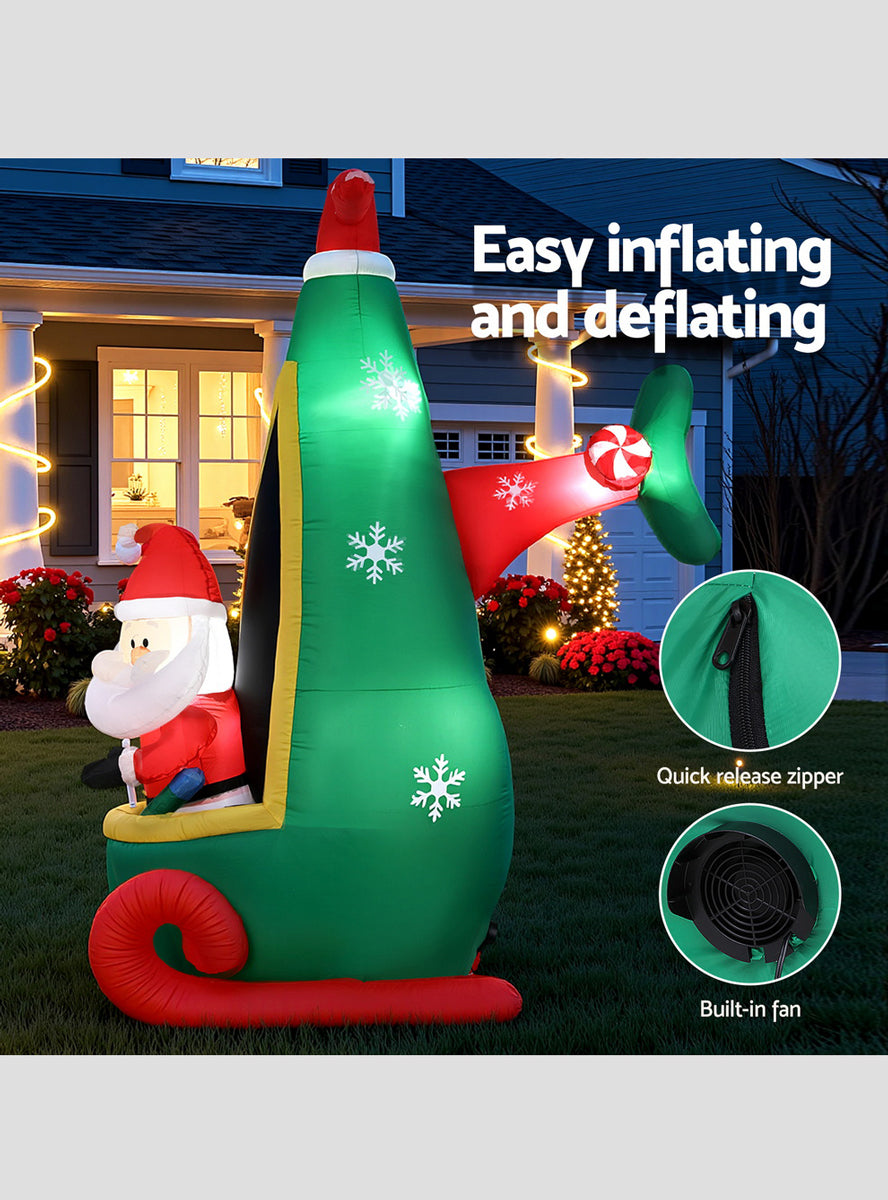 Santa in Helicopter 255cm Inflatable Christmas Decoration - Info Image 2