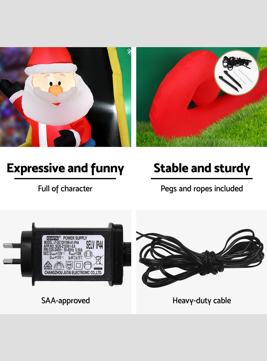 Santa in Helicopter 255cm Inflatable Christmas Decoration - Info Image 3