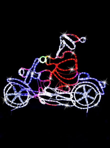 Santa on Motorbike LED Rope Light Christmas Decoration - Alternate Image