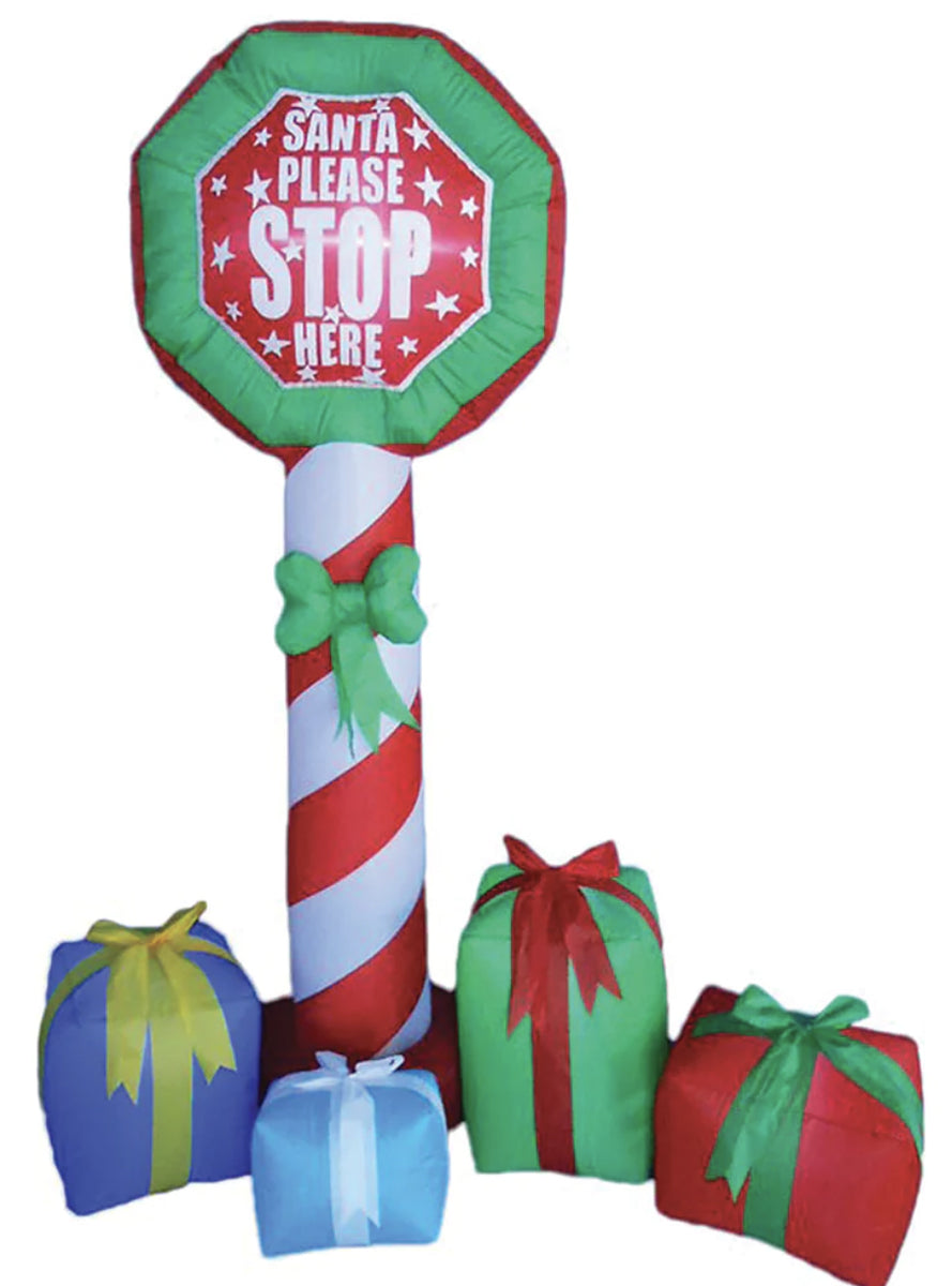 Santa Please Stop Here Inflatable Outdoor Christmas Decoration