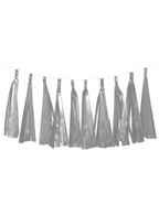 Image of Satin Silver 9 Pack 35cm Of Decorative Tassels