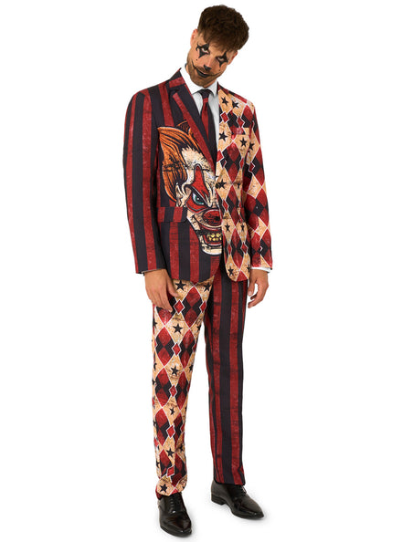 Scary Clown Mens Halloween Costume Suit - Main Image