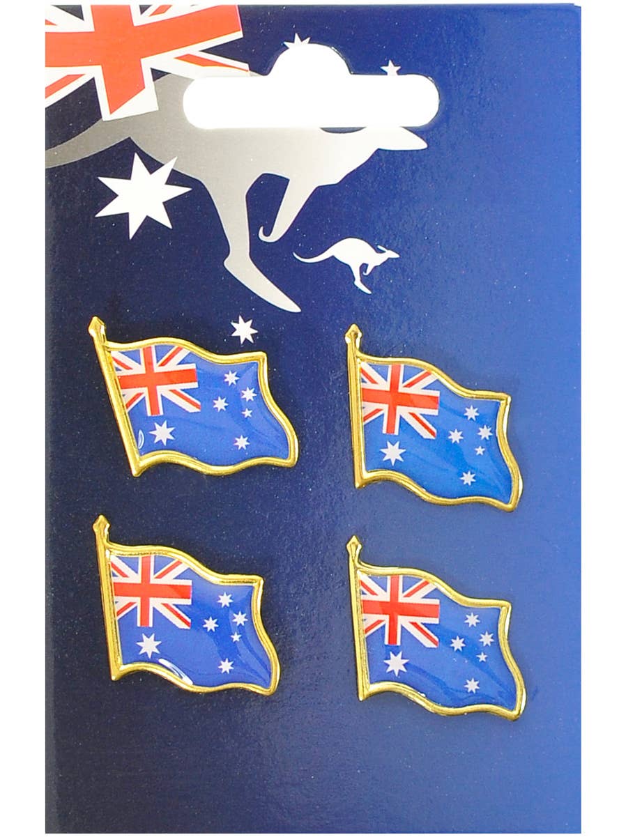 Image of Set of 4 Metal Australian Flag Brooches