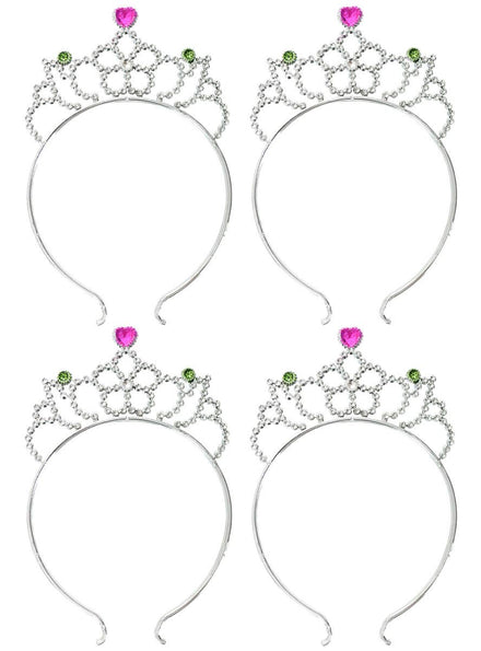 Image of Flower Princess Set of 4 Silver Tiara Party Favours - Main Image