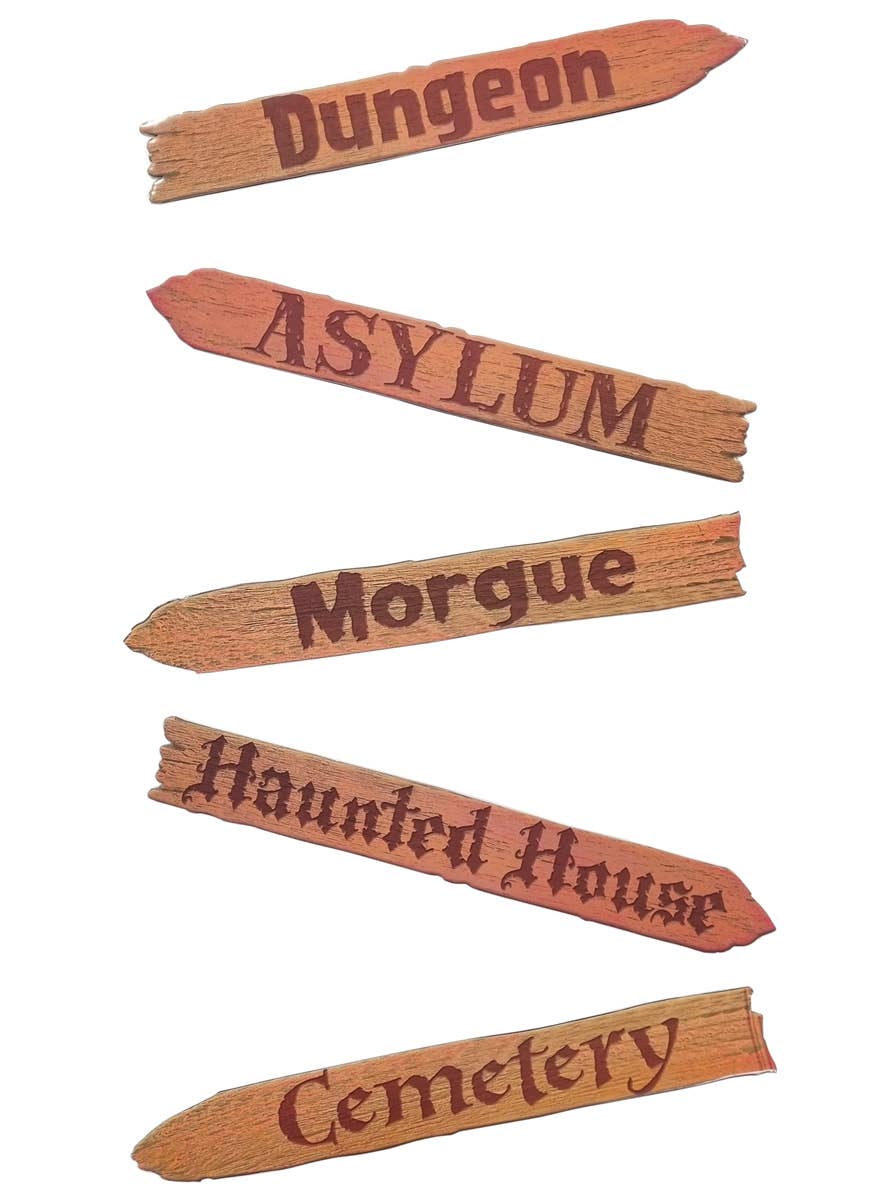 Image of Pack of Five Haunted House Signs Halloween Decoration - Main Image