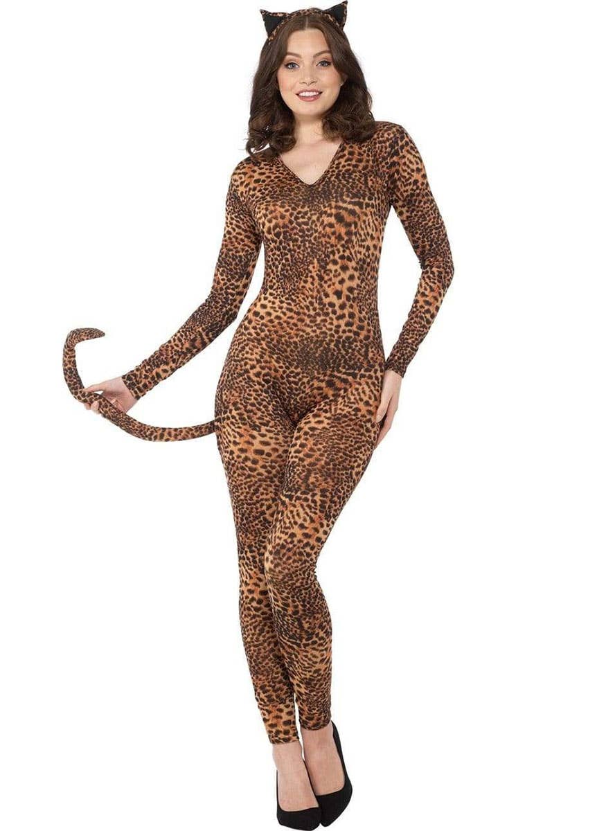 Image of Leopard Catsuit Women's Sexy Costume - Front Image 