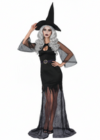 Women's Sexy Black Witch Halloween Fancy Dress Costume - main image
