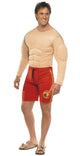 Novelty Men's Muscle Chest Baywatch Lifeguard Costume Front View